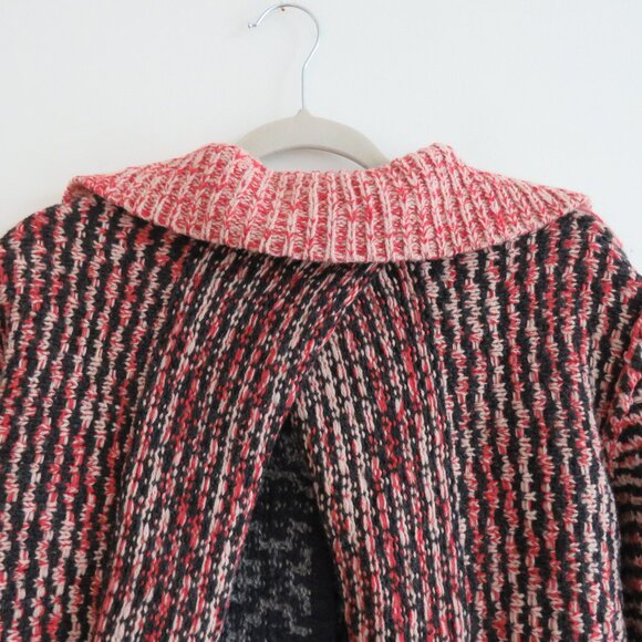 FREE PEOPLE Aztec Knit Wool Blend Open Back Cardigan Blue Red Boho - Size XS - Picture 9 of 12